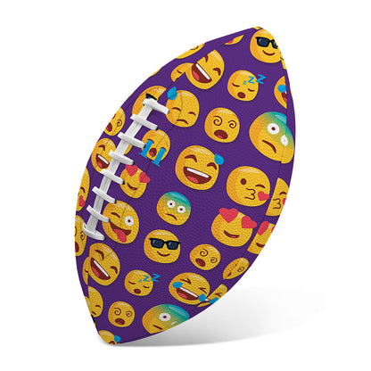 Purple Emoji Pattern Print Rugby Ball
