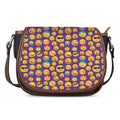 Purple Emoji Pattern Print Saddle Bag