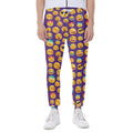 Purple Emoji Pattern Print Joggers