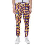 Purple Emoji Pattern Print Scuba Joggers