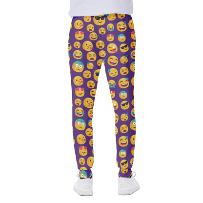 Purple Emoji Pattern Print Scuba Joggers