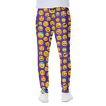 Purple Emoji Pattern Print Scuba Joggers