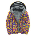 Purple Emoji Pattern Print Sherpa Lined Zip Up Hoodie