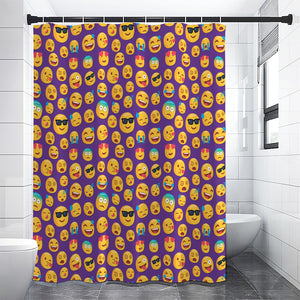 Purple Emoji Pattern Print Shower Curtain