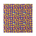 Purple Emoji Pattern Print Silk Bandana
