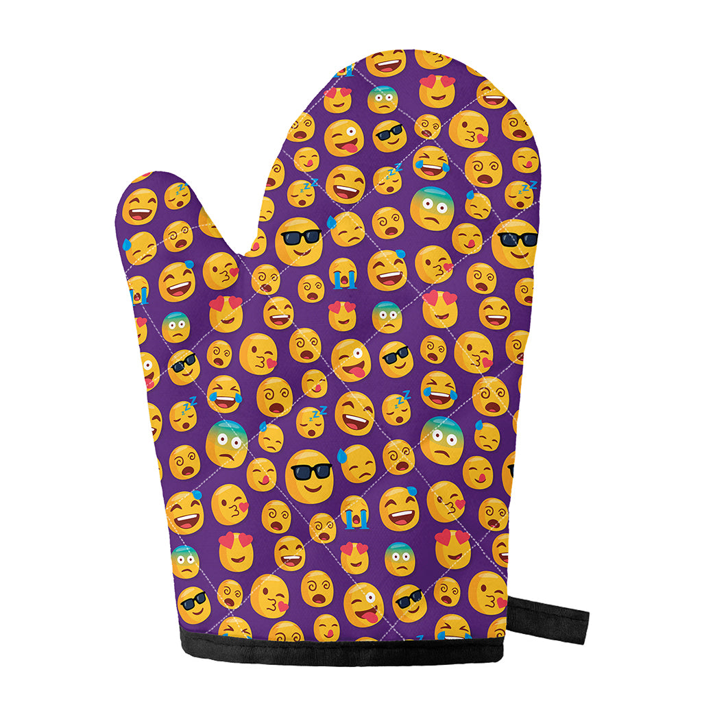 Purple Emoji Pattern Print Single Oven Mitt