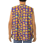 Purple Emoji Pattern Print Sleeveless Baseball Jersey