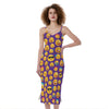 Purple Emoji Pattern Print Slim Fit Midi Cami Dress