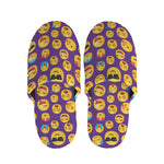 Purple Emoji Pattern Print Slippers