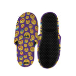 Purple Emoji Pattern Print Slippers