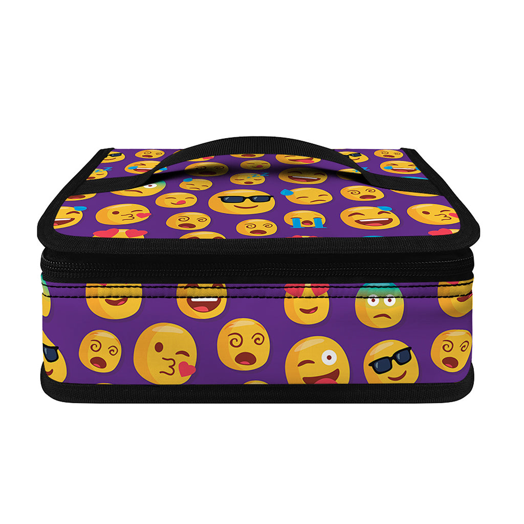 Purple Emoji Pattern Print Small Lunch Bag