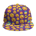 Purple Emoji Pattern Print Snapback Cap
