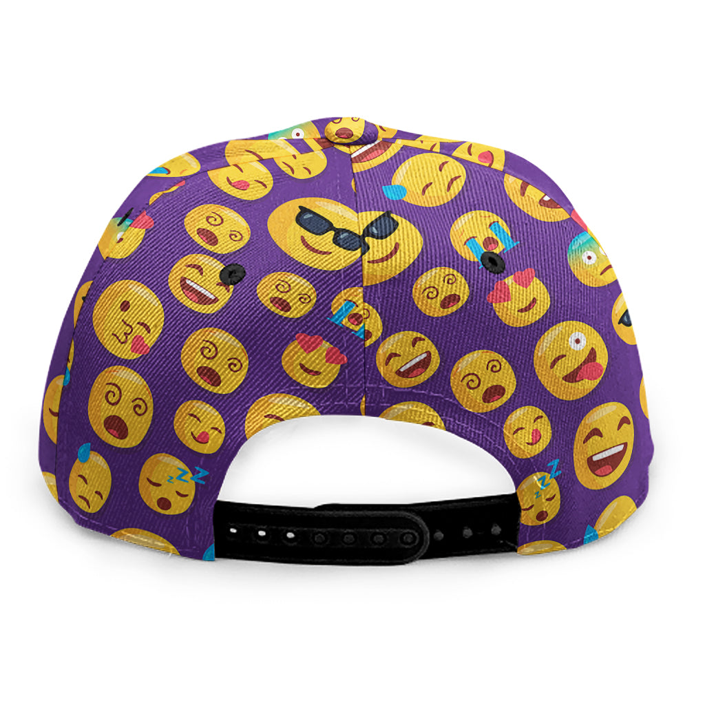 Purple Emoji Pattern Print Snapback Cap