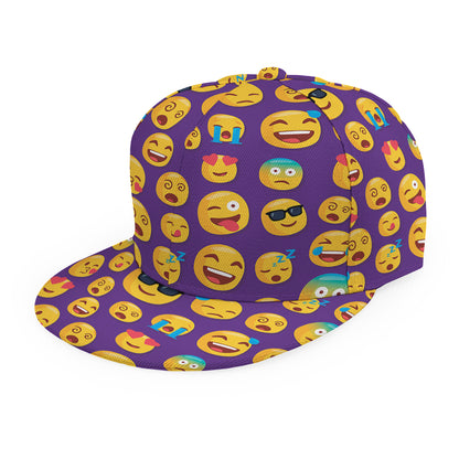 Purple Emoji Pattern Print Snapback Cap