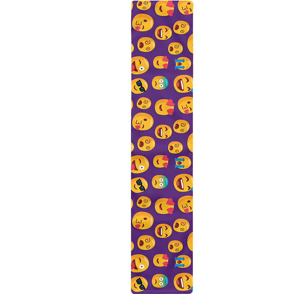 Purple Emoji Pattern Print Table Runner
