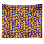 Purple Emoji Pattern Print Tapestry