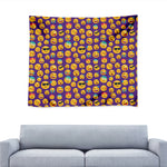 Purple Emoji Pattern Print Tapestry
