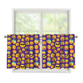 Purple Emoji Pattern Print Tier Curtains