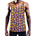 Purple Emoji Pattern Print Men's Workout Tank Top