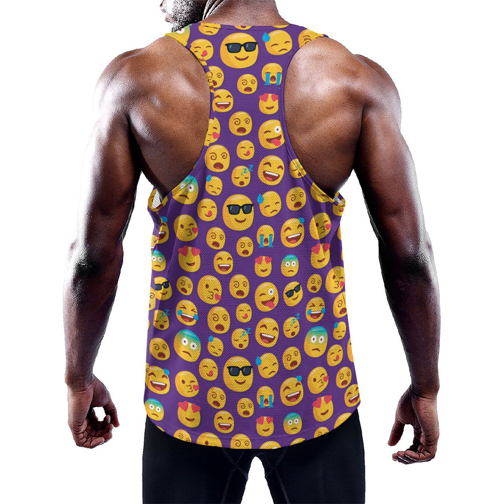 Purple Emoji Pattern Print Training Tank Top