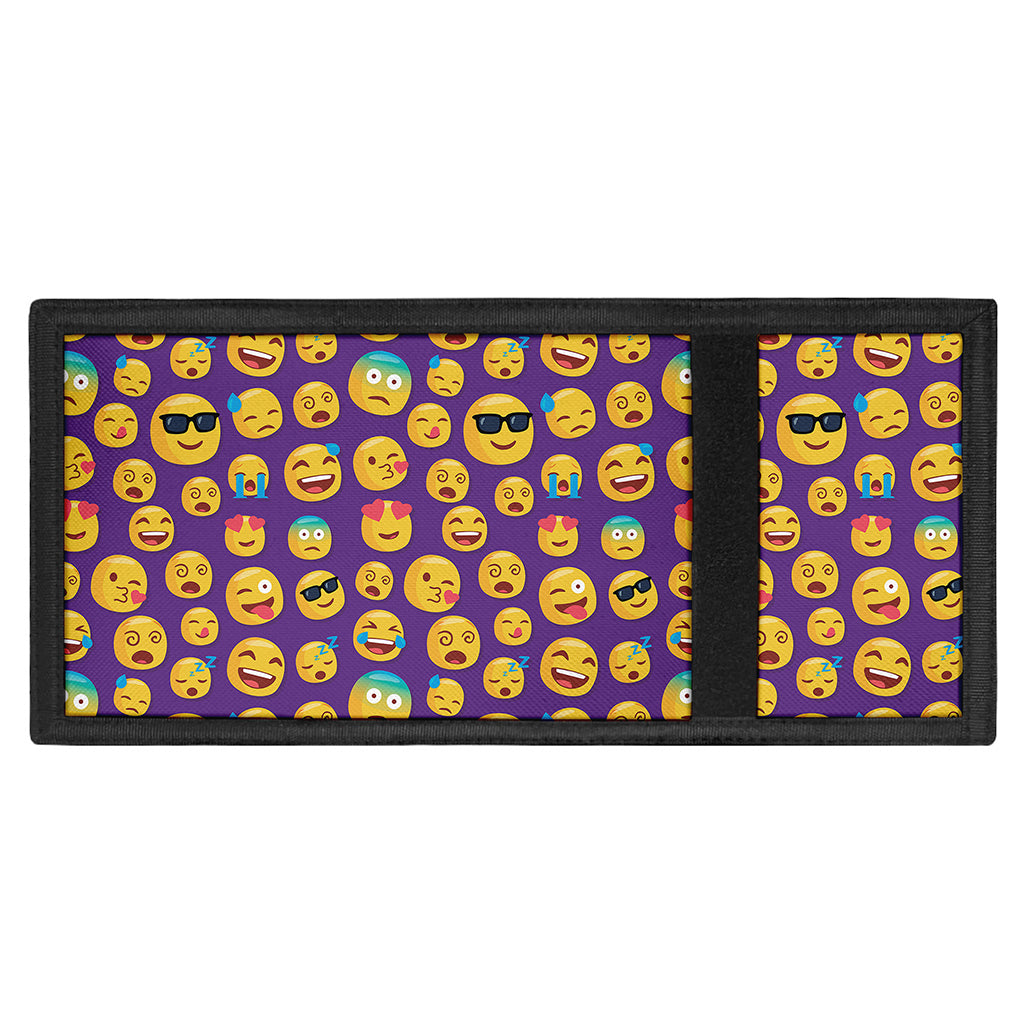 Purple Emoji Pattern Print Trifold Wallet