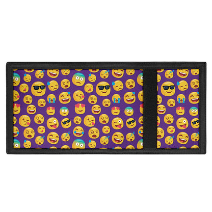 Purple Emoji Pattern Print Trifold Wallet