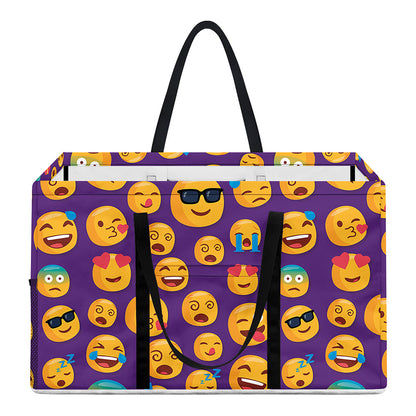 Purple Emoji Pattern Print Utility Tote Bag