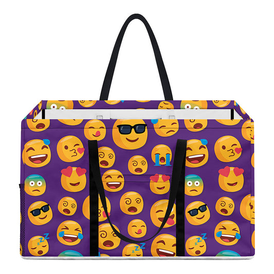 Purple Emoji Pattern Print Utility Tote Bag