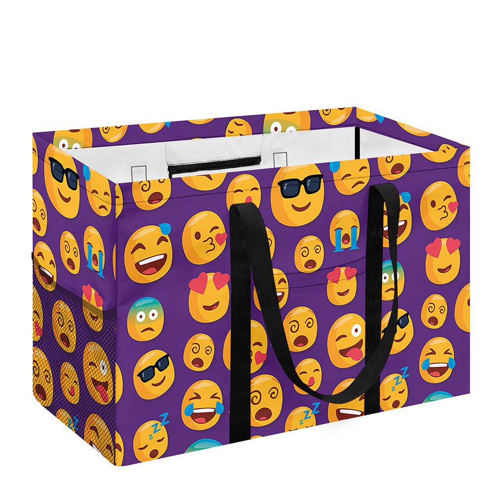 Purple Emoji Pattern Print Utility Tote Bag