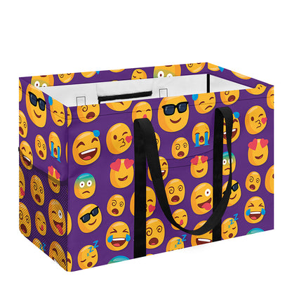 Purple Emoji Pattern Print Utility Tote Bag