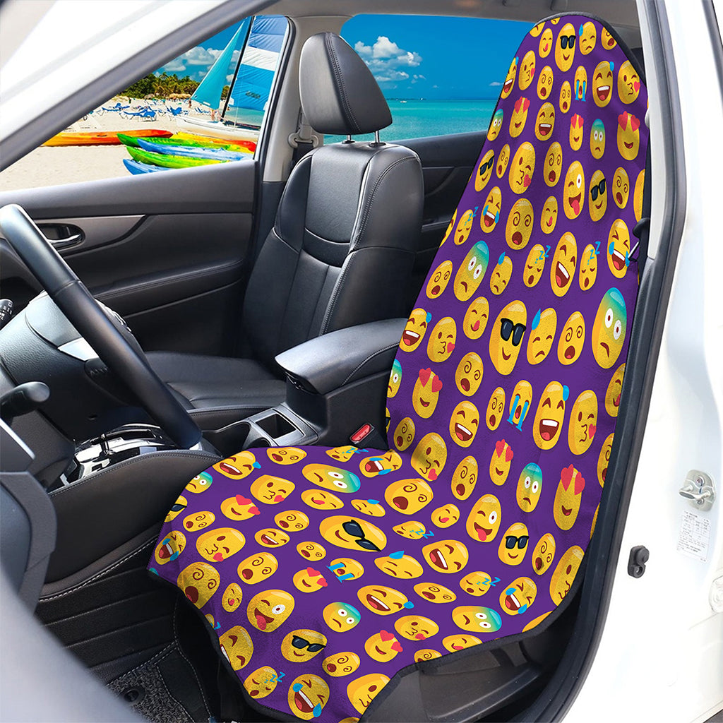 Purple Emoji Pattern Print Waterproof Car Seat Cover