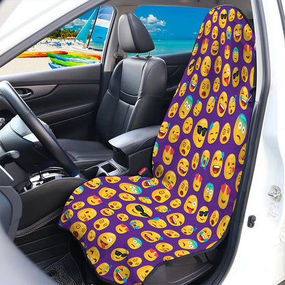 Purple Emoji Pattern Print Waterproof Car Seat Cover