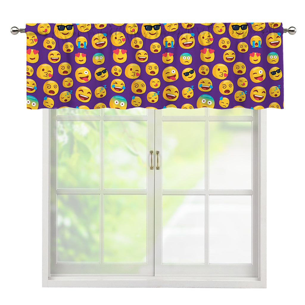 Purple Emoji Pattern Print Window Valance