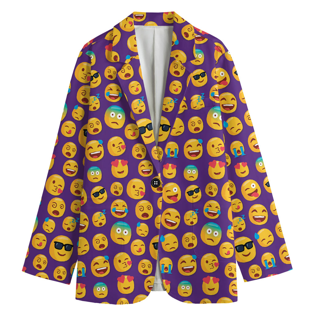 Purple Emoji Pattern Print Women's Blazer