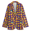 Purple Emoji Pattern Print Women's Blazer