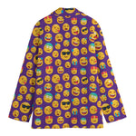 Purple Emoji Pattern Print Women's Blazer