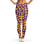 Purple Emoji Pattern Print Women's Leggings