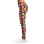 Purple Emoji Pattern Print Women's Leggings