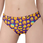 Purple Emoji Pattern Print Women's Panties