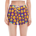 Purple Emoji Pattern Print Women's Split Running Shorts
