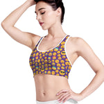 Purple Emoji Pattern Print Women's Sports Bra