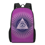 Purple Eye of Providence Print 17 Inch Backpack