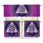 Purple Eye of Providence Print 3 Piece Kitchen Curtains