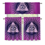 Purple Eye of Providence Print 3 Piece Kitchen Curtains