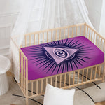 Purple Eye of Providence Print Baby Crib Sheet