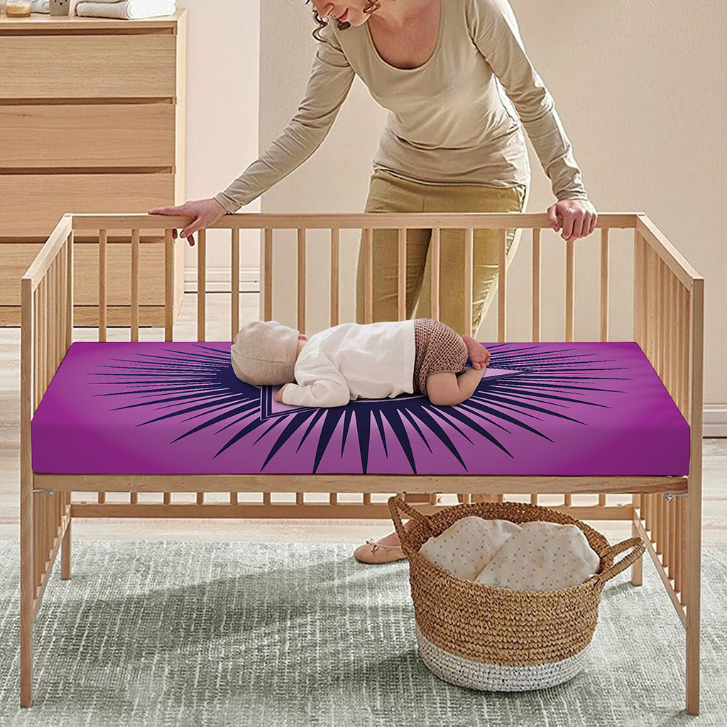 Purple Eye of Providence Print Baby Crib Sheet