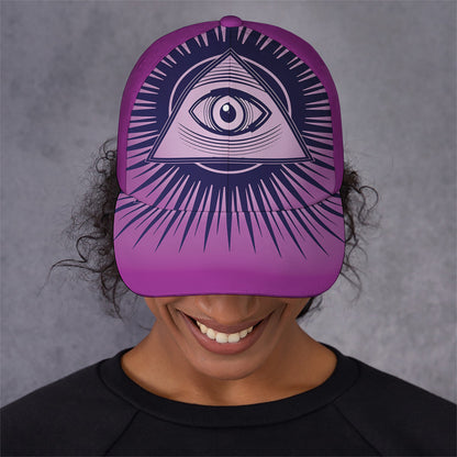 Purple Eye of Providence Print Baseball Cap