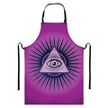 Purple Eye of Providence Print Bib Apron With Pocket