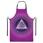 Purple Eye of Providence Print Bib Apron With Pocket