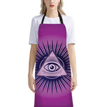 Purple Eye of Providence Print Bib Apron With Pocket